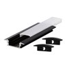 Kit perfil aluminio traslúcido empotrable 2M para tiras LED hasta 12mm Negro