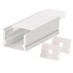 Kit perfil aluminio traslúcido superficie 2M para tiras LED hasta 15mm