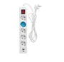 Base múltiple 5T + USB C + A con interruptor (3x1.5mm) 1,4M Blanca