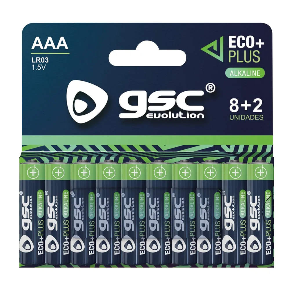 Pila GSC EcoPlus alcalina LR03 (AAA) Pack 8+2ud