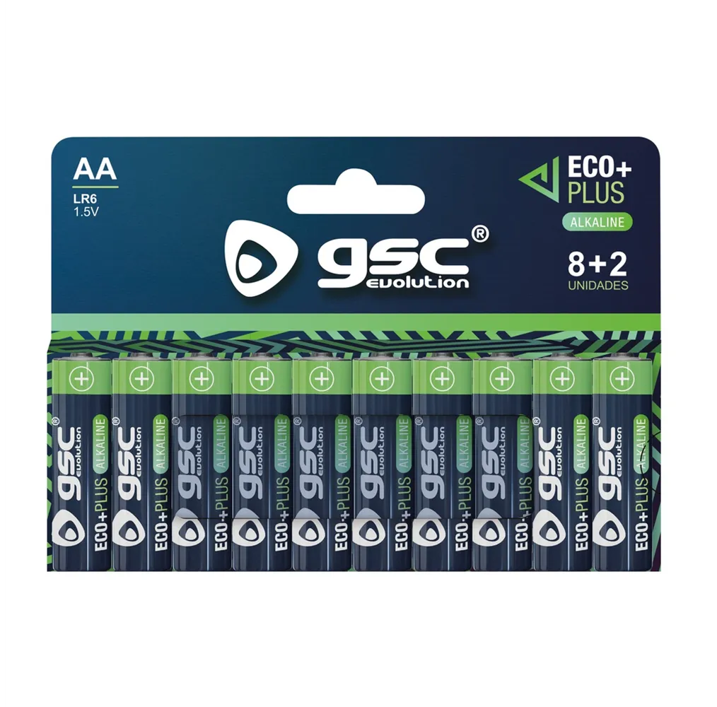 Pila GSC EcoPlus alcalina LR6 (AA) Pack 8+2ud