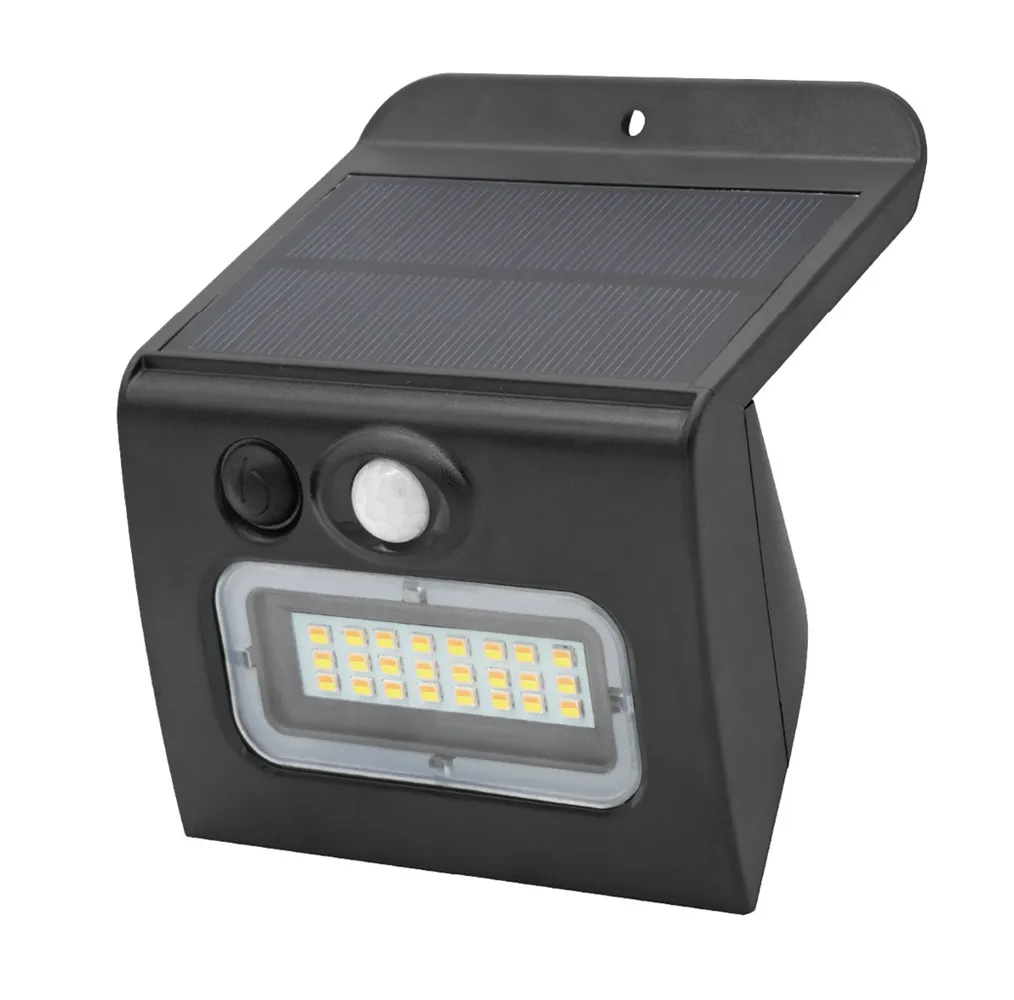 Aplique solar LED Egoda con sensor de movimiento y crepuscular 3W 3000 - 4000 - 6500K Negro