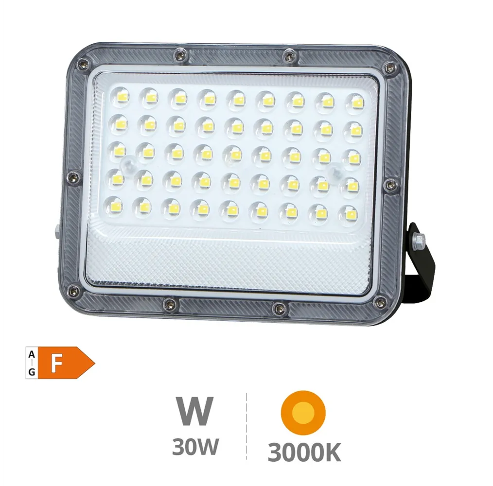 Proyector aluminio LED Belinta 30W 3000K IP65 Negro(