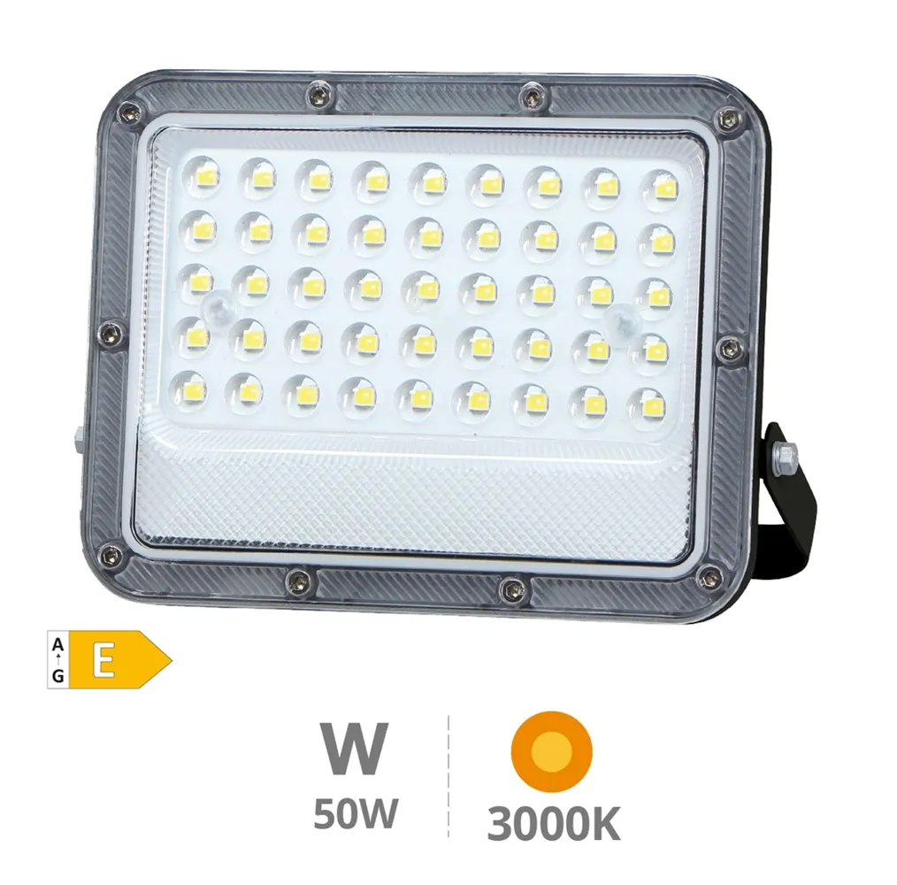 Proyector aluminio LED Belinta 50W 3000K IP65 Negro