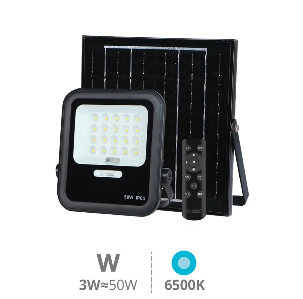 Proyector solar LED Miloha 3W 6500K IP65 Negro