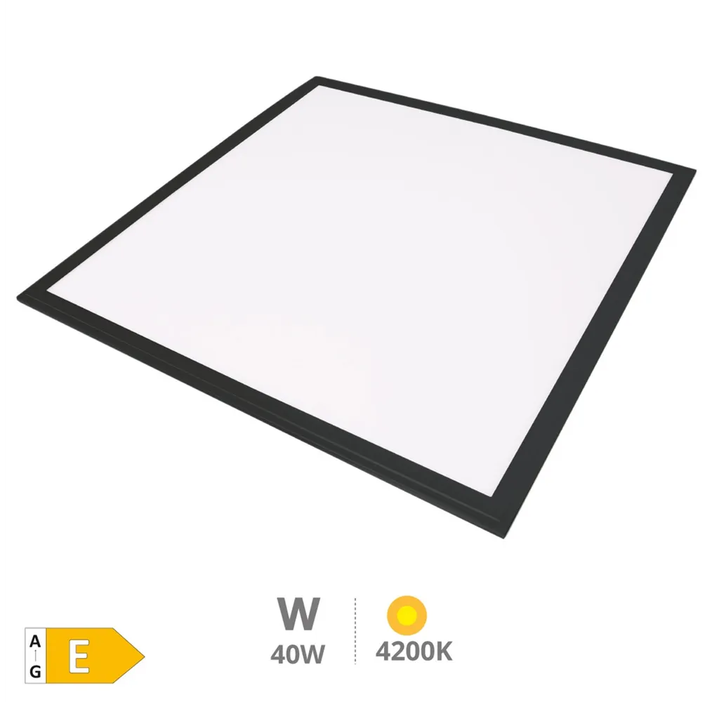 Panel empotrable ultrafino LED Sabha 59,5x59,5cm 40W 4200K Negro
