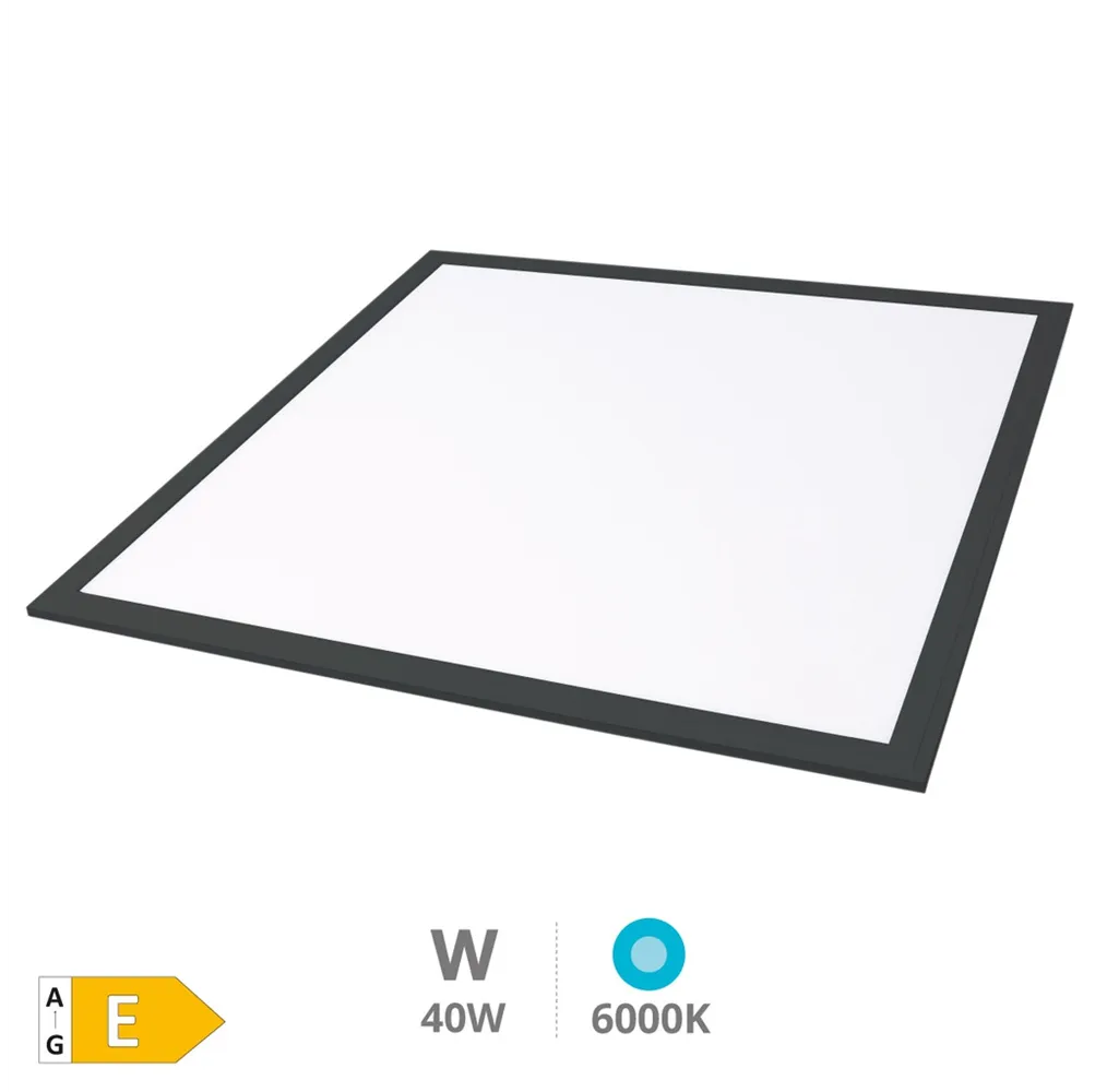 Panel empotrable ultrafino LED Sabha 59,5x59,5cm 40W 6000K Negro