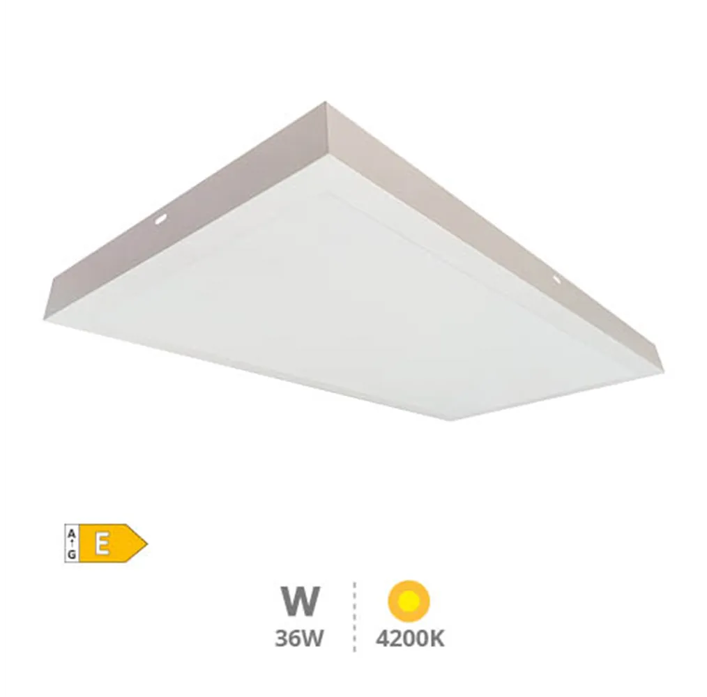 Panel superficie LED rectangular Kisongo 90x30cm 36W 4200K Blanco