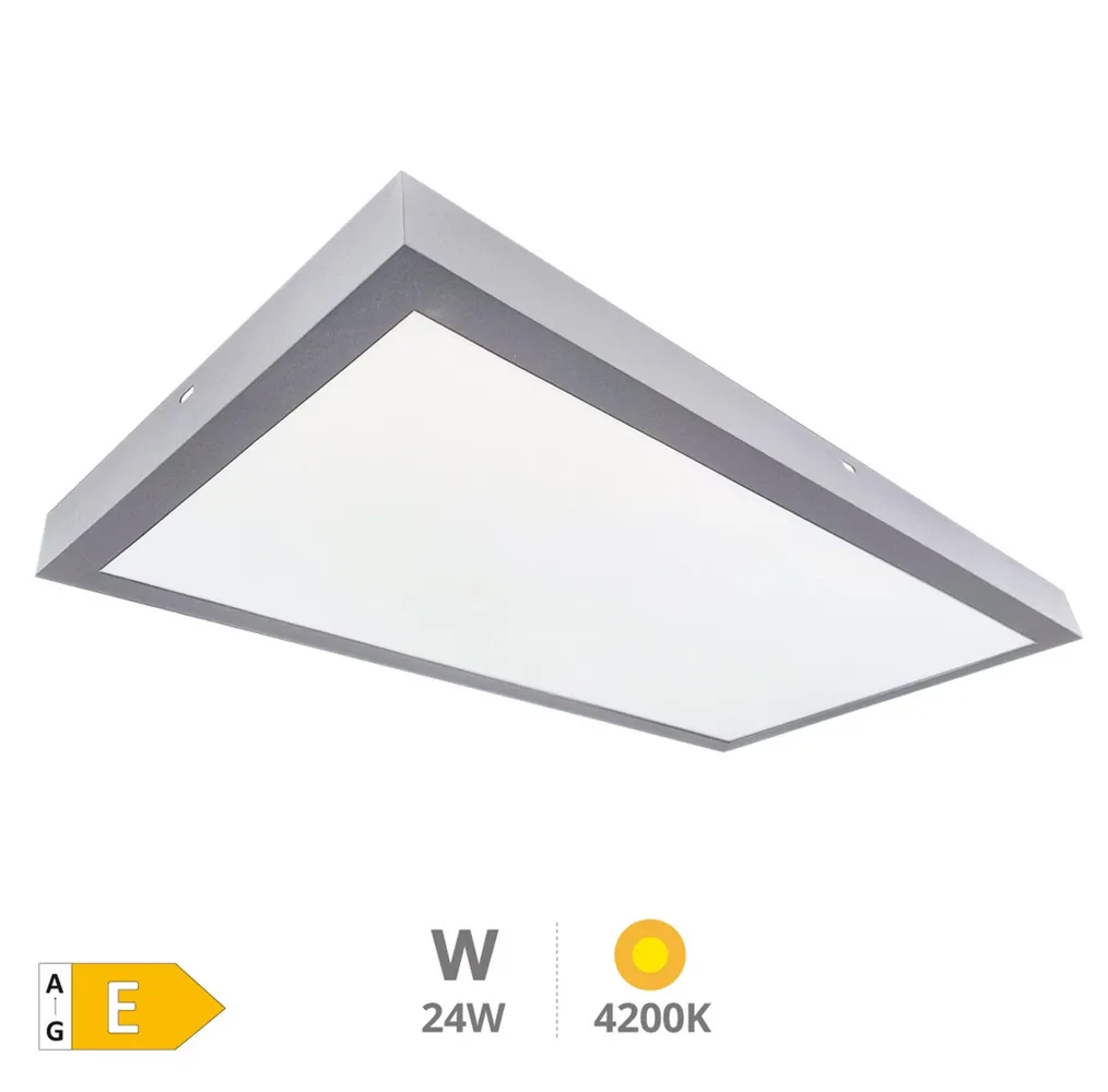 Panel superficie LED rectangular Kisongo 60x30cm 24W 4200K Níquel