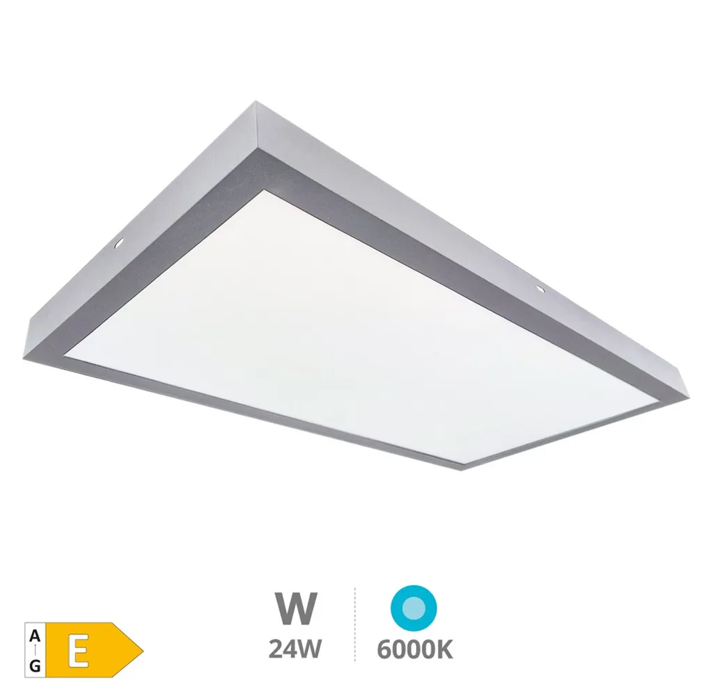 Panel superficie LED rectangular Kisongo 60x30cm 24W 6000K Níquel