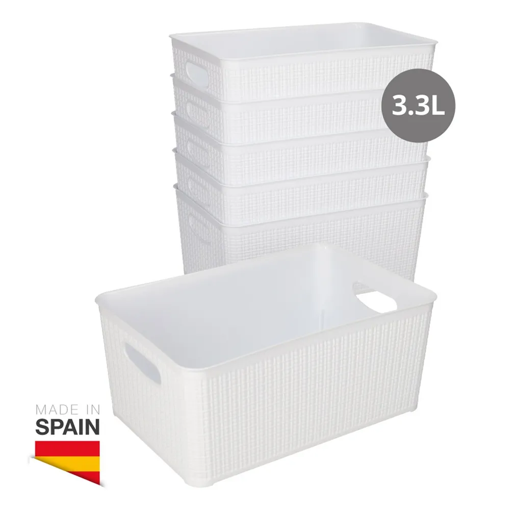 Cesto organizador plástico 3,3L Blanco - 6u retráctil