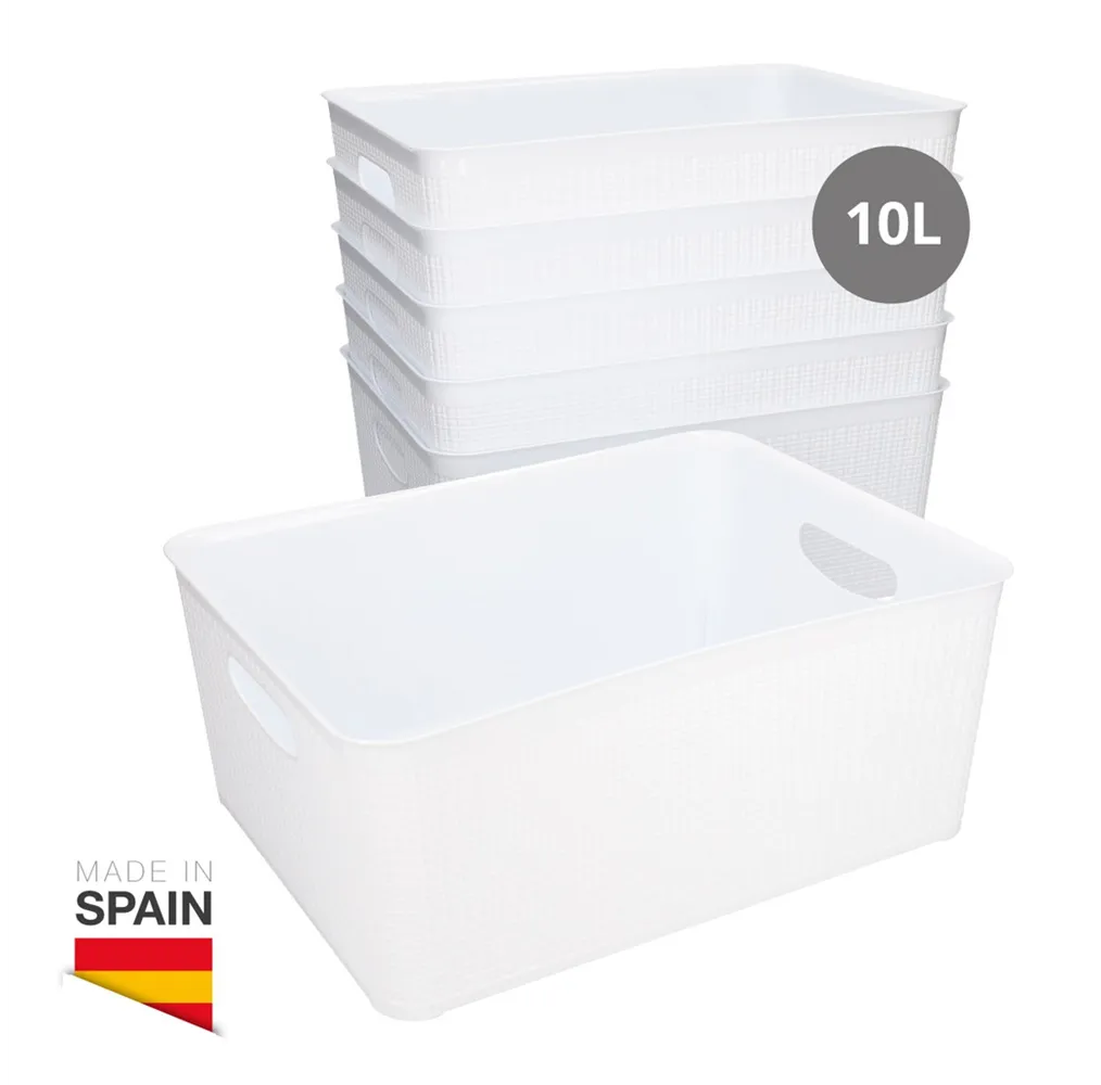 Cesto organizador plástico 10L Blanco - 6u retráctil