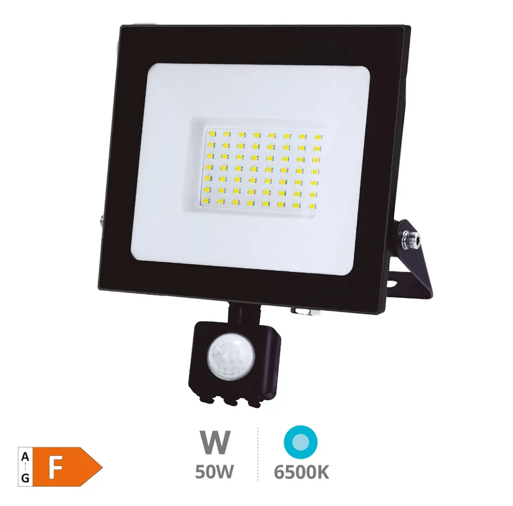 Proyector LED con sensor 50W 6500K IP65 Negro - Libertina