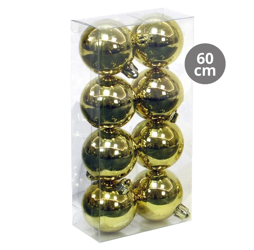 Pack 8 bolas de navidad 6cm Dorado