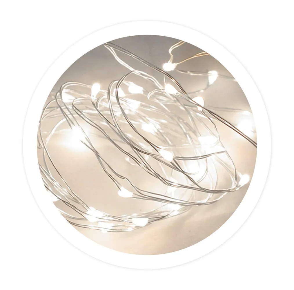 Guirnalda alambre LED 1,9M 2xAA Luz fría