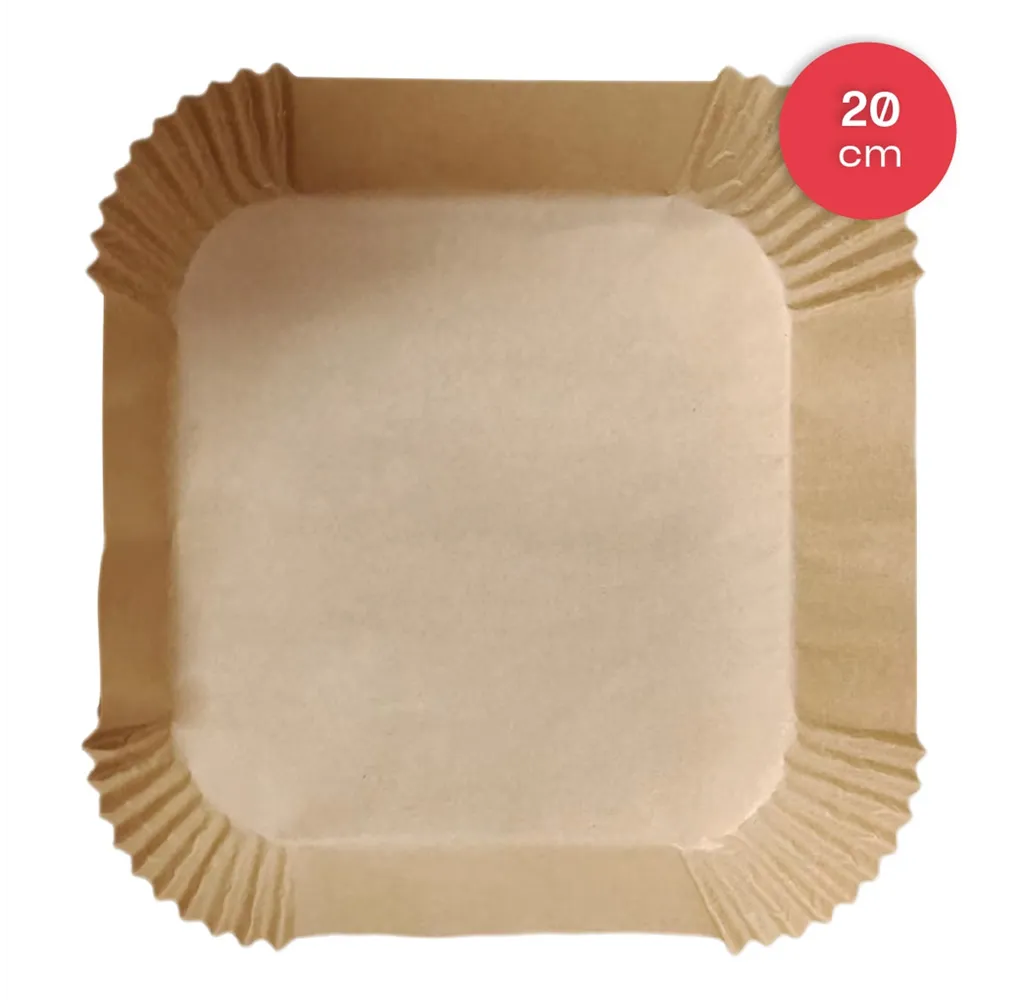Pack 100 piezas papel para freidora de aire cuadrado 20cm
