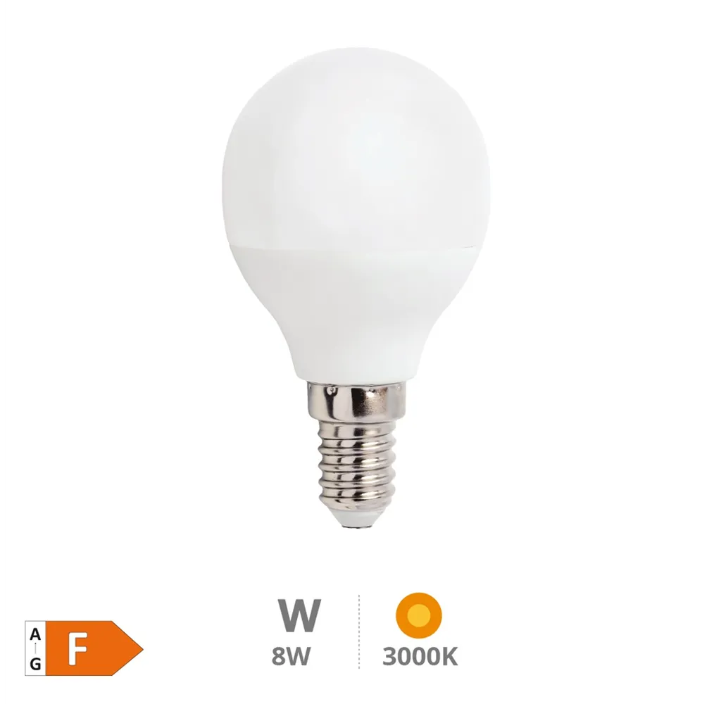 Bombilla LED esférica 8W E14 3000K - Libertina