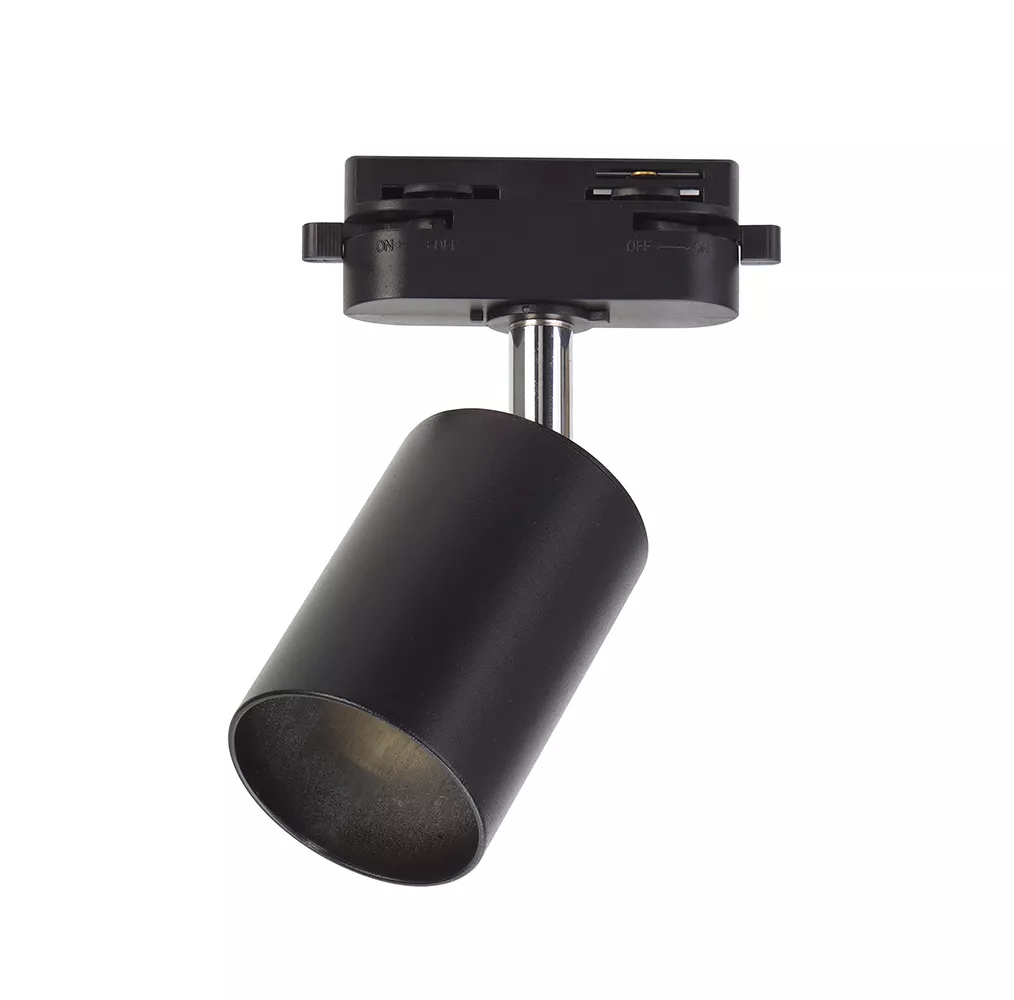 Foco de carril monofásico GU10 negro orientable para interiores