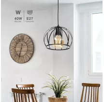 Lámpara de techo colgante Serie Carnot E27 Ø200mm Negro