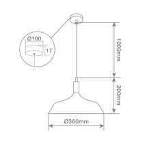 Lámpara de techo colgante Kayes E27 Ø360mm Negro