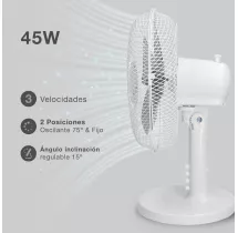 Ventilador de sobremesa Macomia 41 cm 45 W blanco
