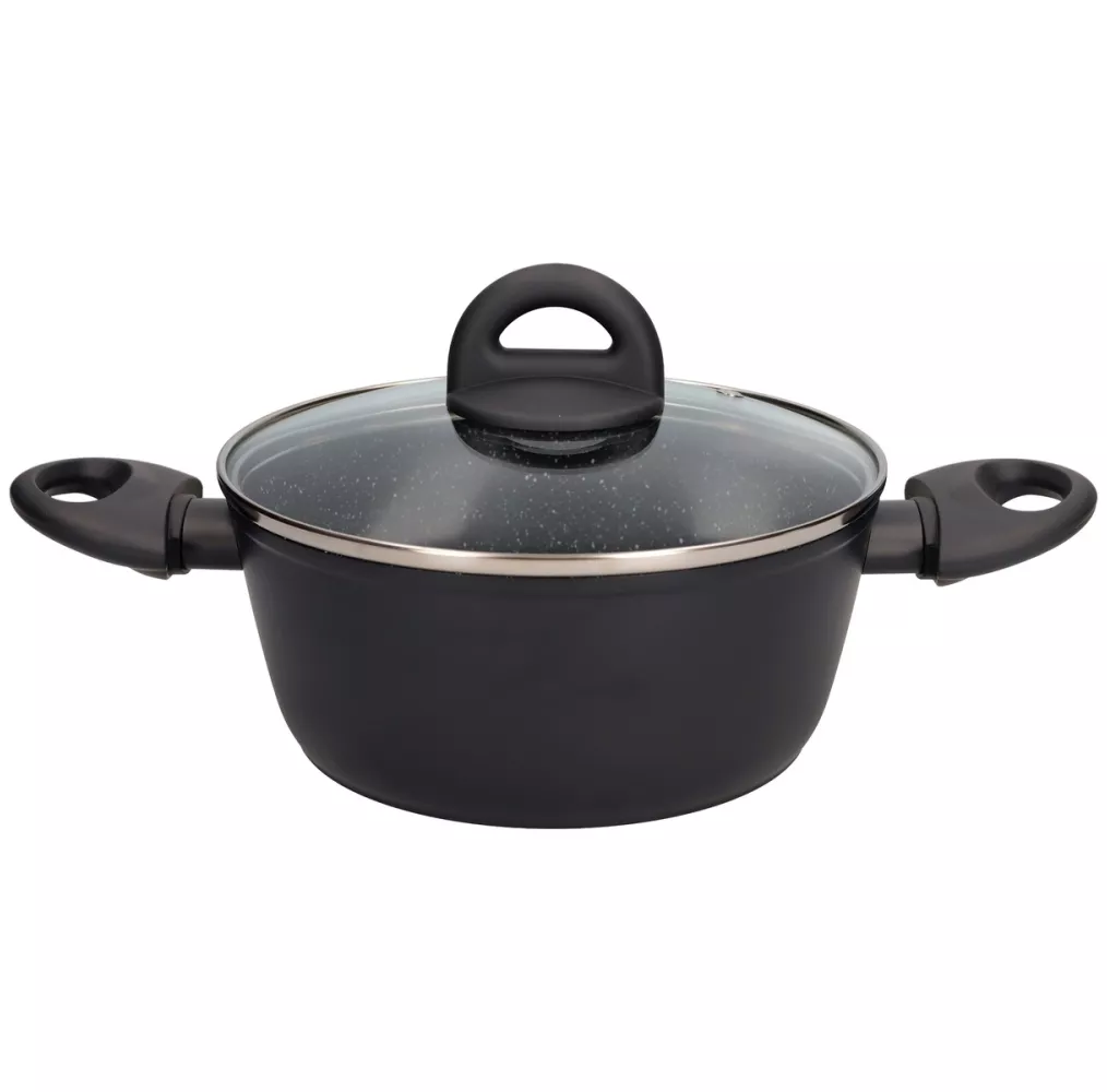 Olla de aluminio forjado Serie Salova Ø200 mm con tapa de cristal