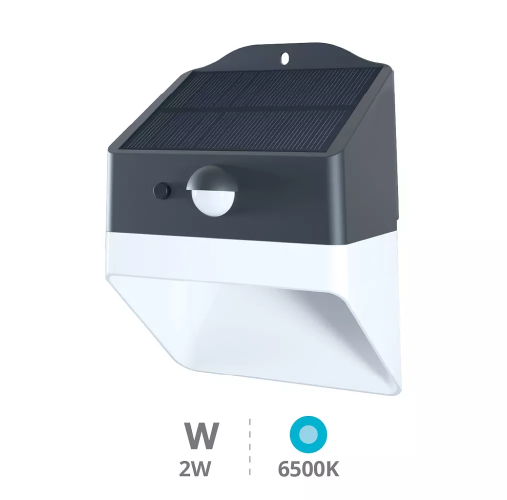 Aplique solar LED Senise 2W 6500K con sensor de movimiento y crepuscular