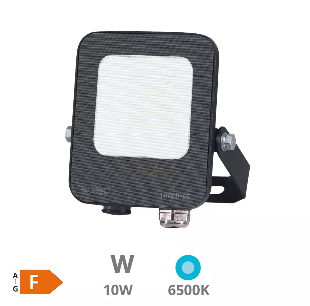 Proyector aluminio LED Santadi 10W 6500K IP65 Negro