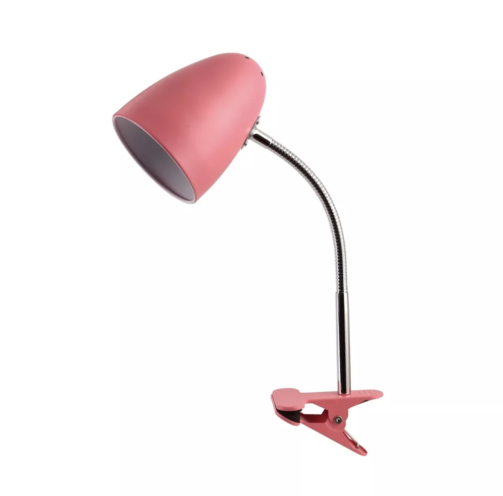 Flexo de escritorio rosa con pinza y casquillo E27