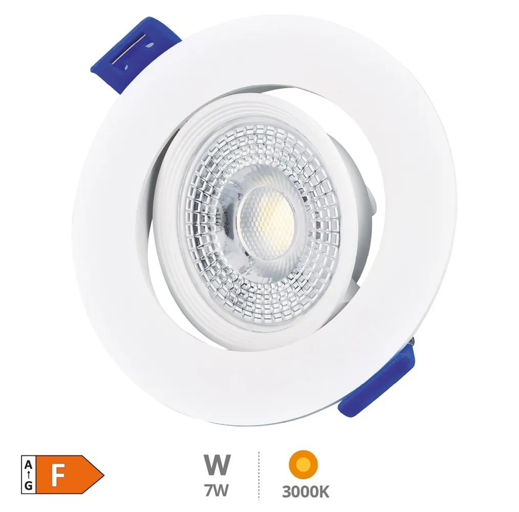 Aro basculante redondo empotrable LED Cumbo 7W 3000K Blanco 