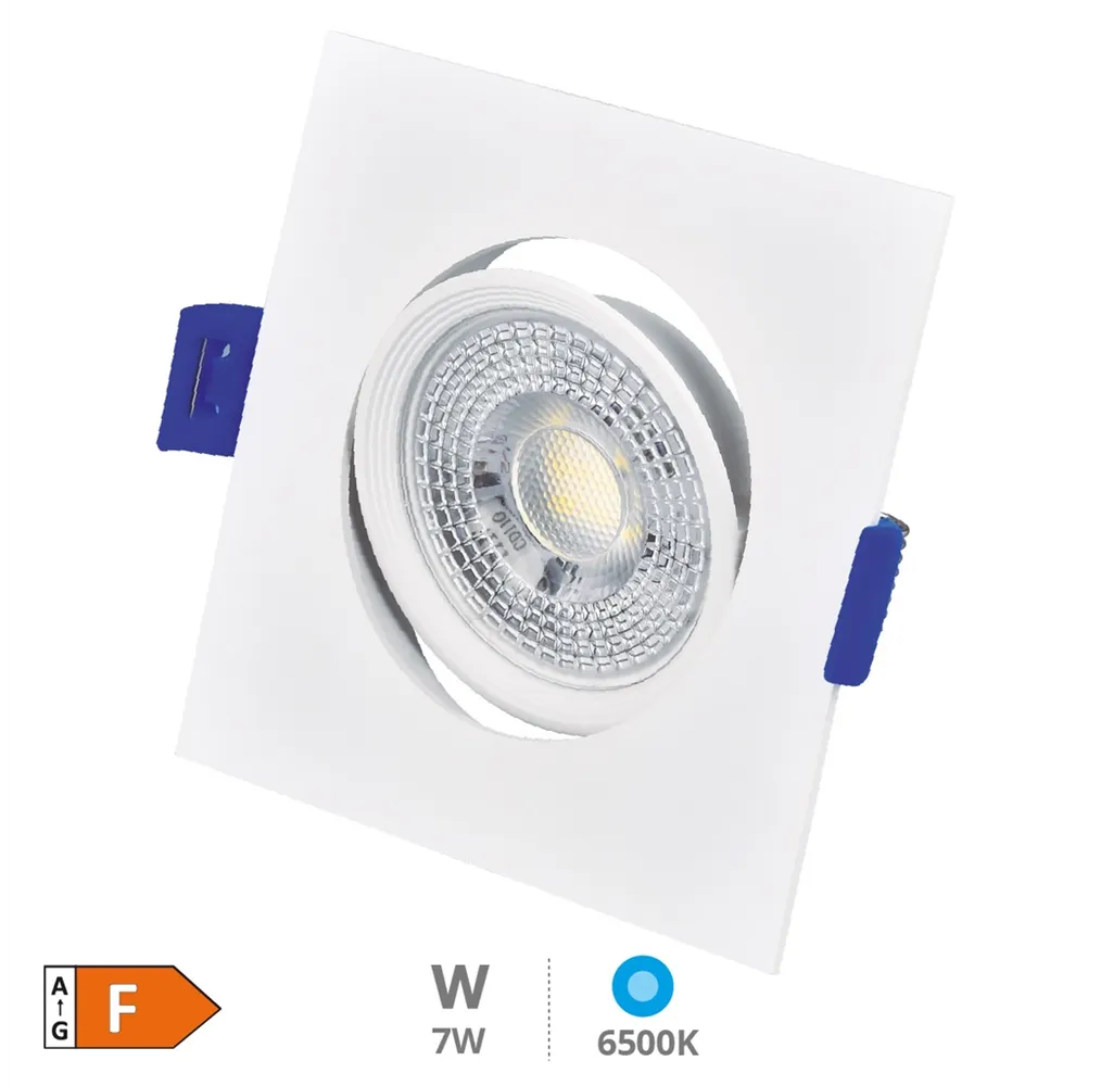 Aro basculante cuadrado empotrable LED Cumbo 7W 6500K Blanco 