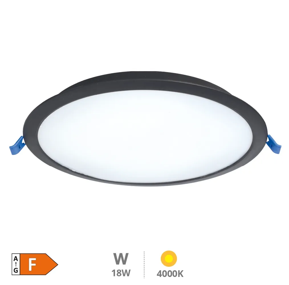Downlight empotrable LED redondo Belur 18W 4000K Negro
