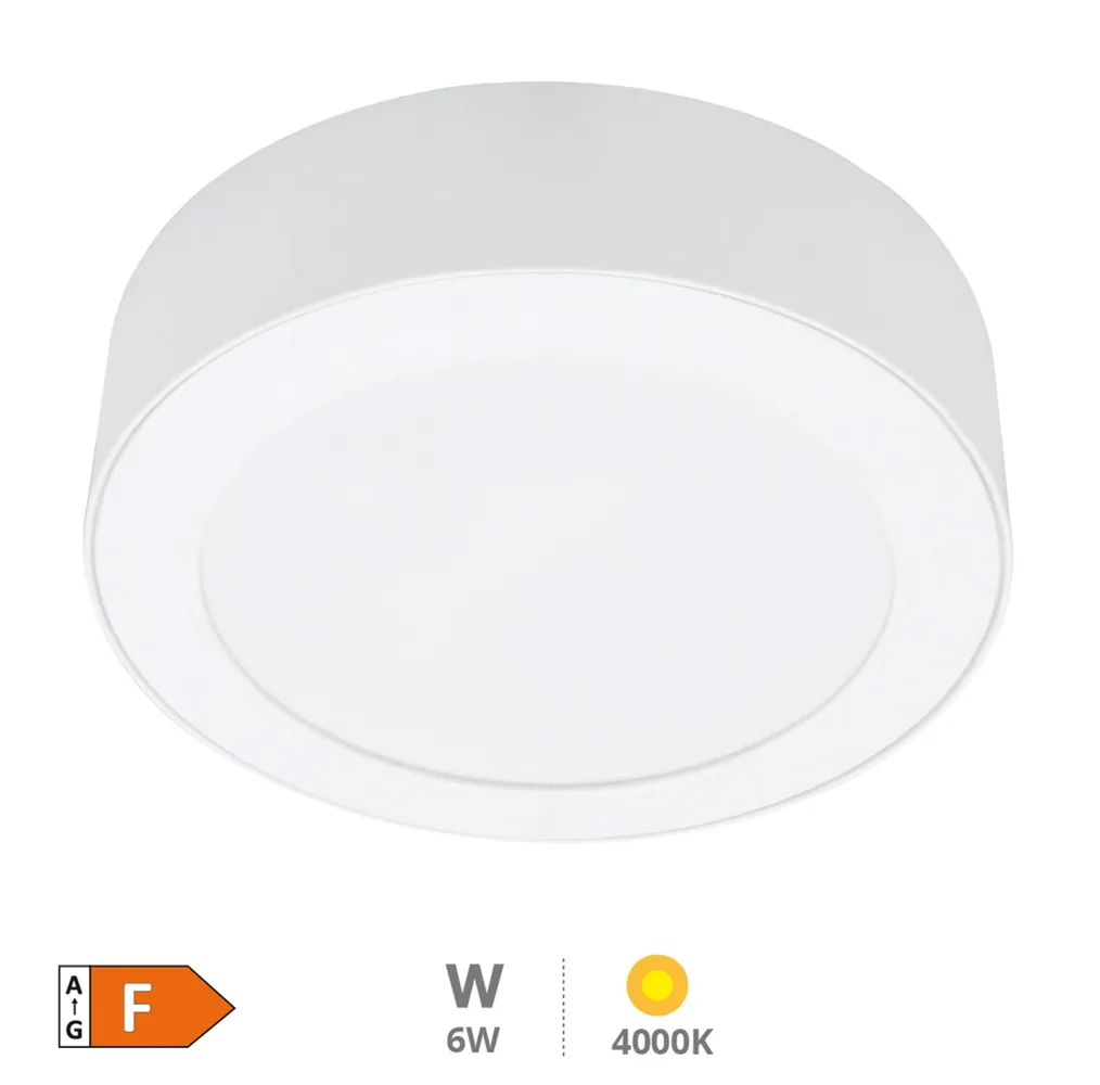 Downlight superficie LED redondo Bogur 6W 4000K Blanco