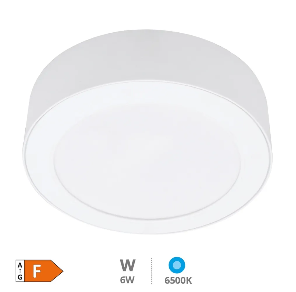 Downlight superficie LED redondo Bogur 6W 6500K Blanco