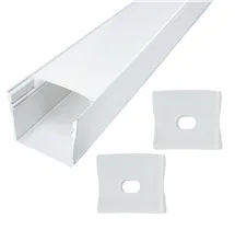 Kit perfil aluminio traslúcido superficie 2M para tiras LED 230V hasta 23mm 