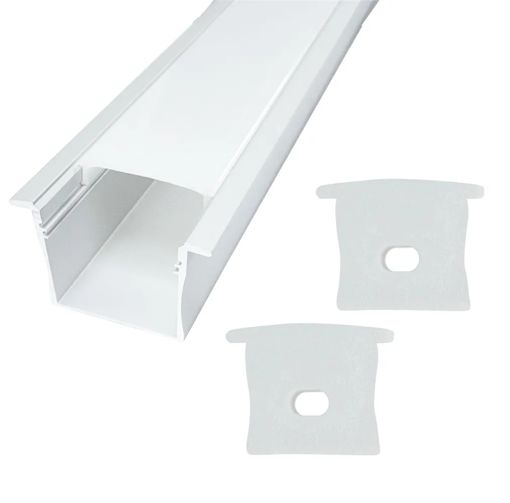 Kit perfil aluminio traslúcido empotrable 2M para tiras LED 230V hasta 23mm 