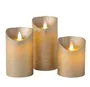 Pack 3 velas decorativas LED de cera 100 - 120 - 150mm Dorado