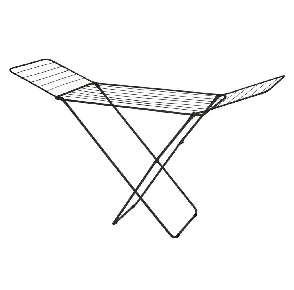 Tendedero plegable Chande 2 alas de acero pintado 180x50x90cm Negro