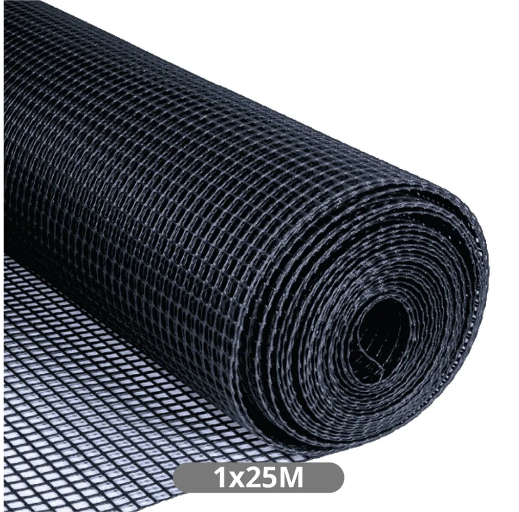 Malla plástico 10x10mm 1x25M Negro