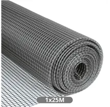 Malla plástico 10x10mm 1x25M Gris