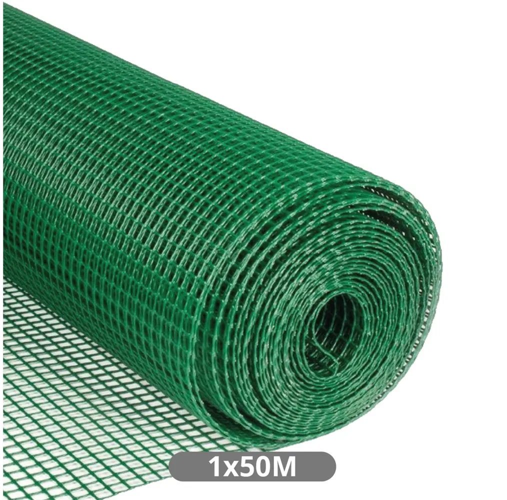 Malla plástico 5x5mm 1x50M Verde