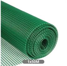 Malla plástico 10x10mm 1x50M Verde