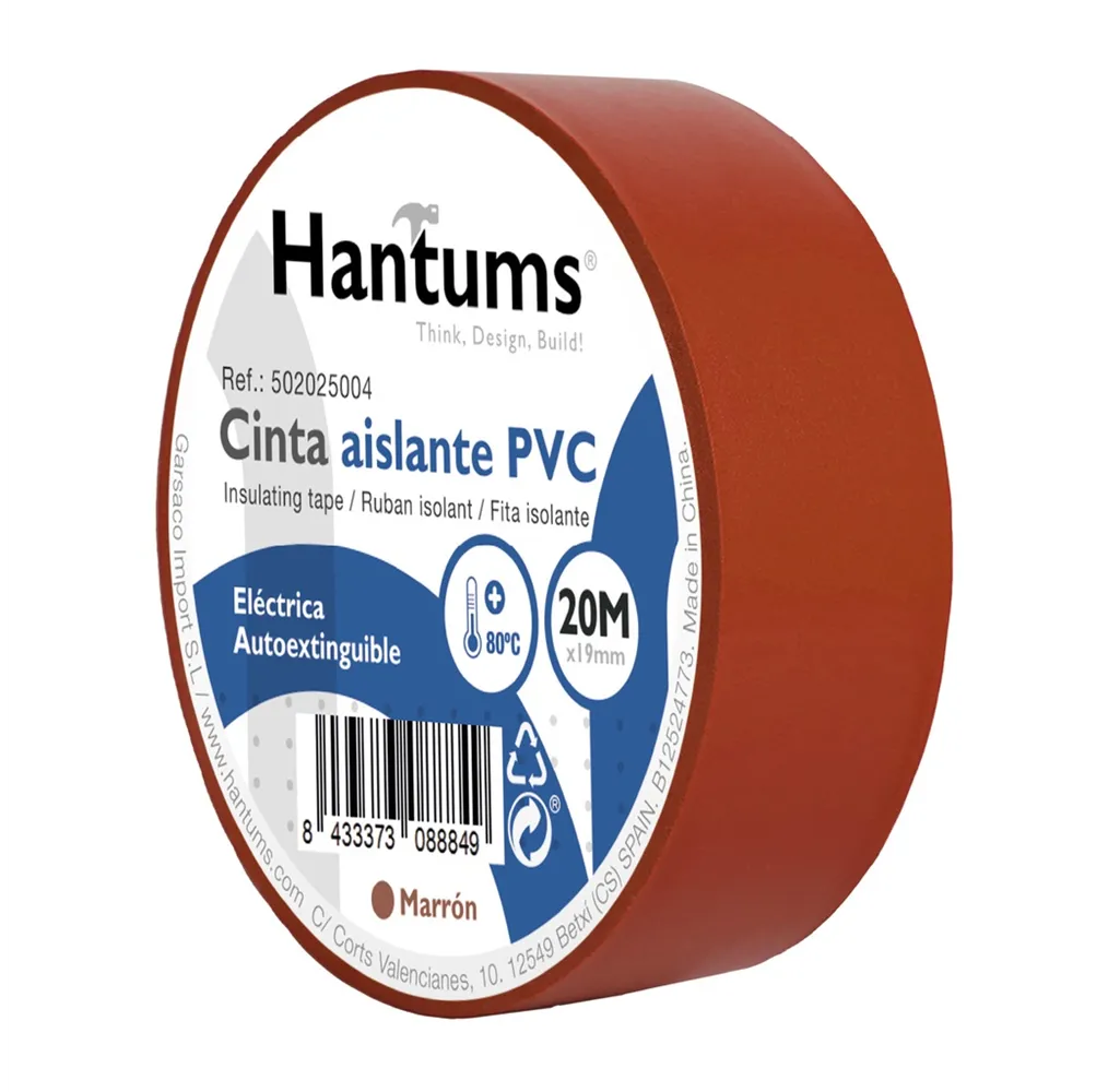 Cinta aislante eléctrica PVC 20M Marrón - 10u retráctil