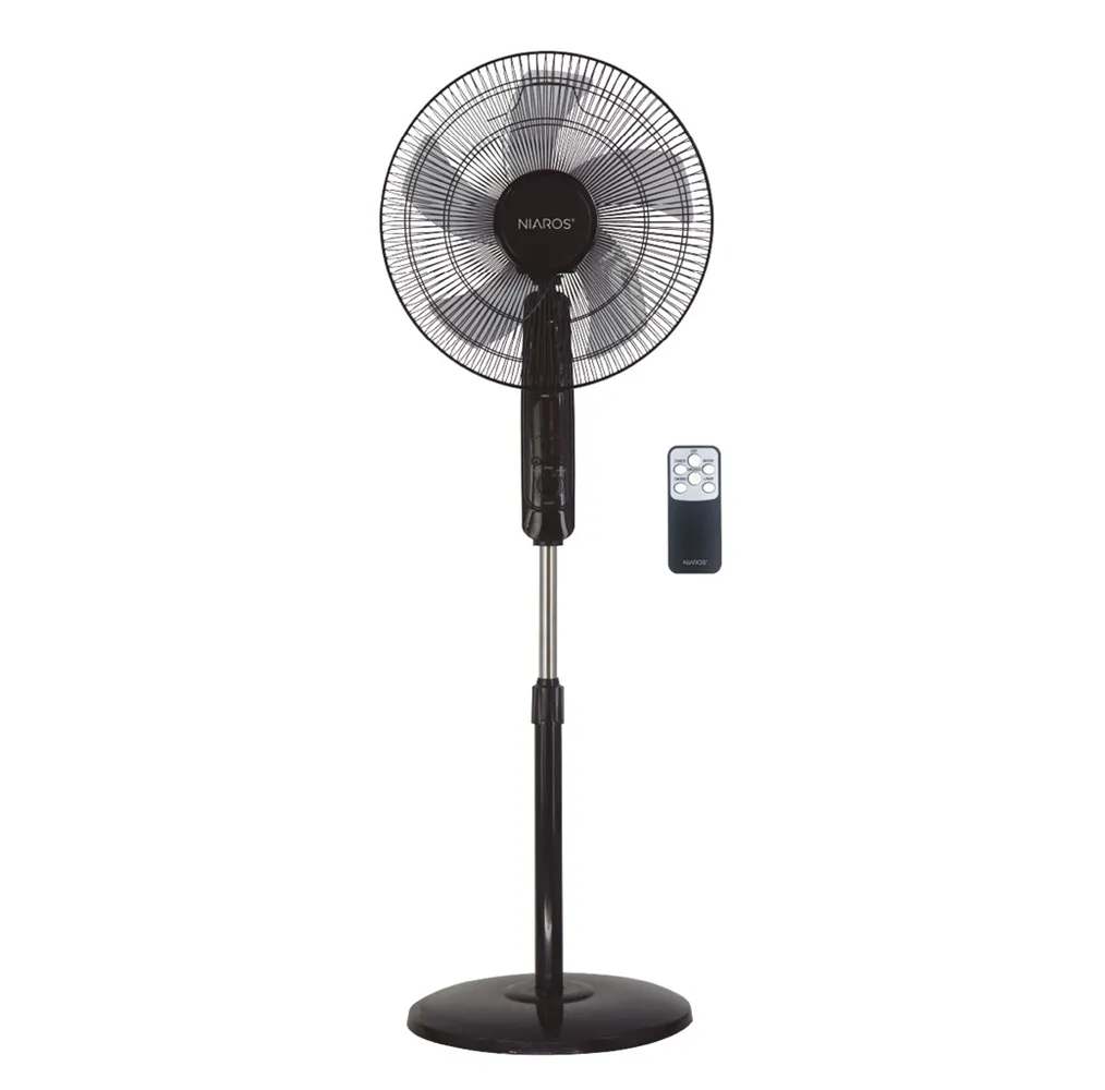 Ventilador de pie Lungra con mando y temporizador Ø43cm 50W Negro