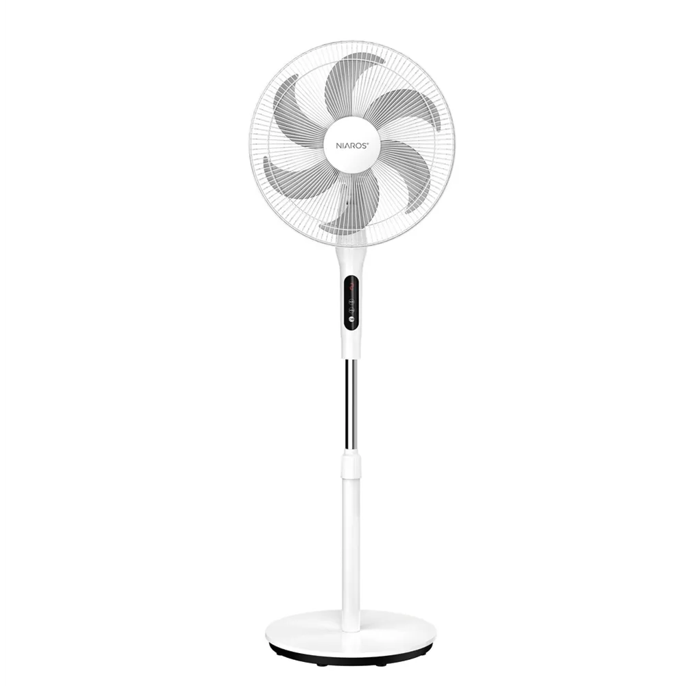 Ventilador de pie Sortino con mando y temporizador Ø43cm 65W Blanco