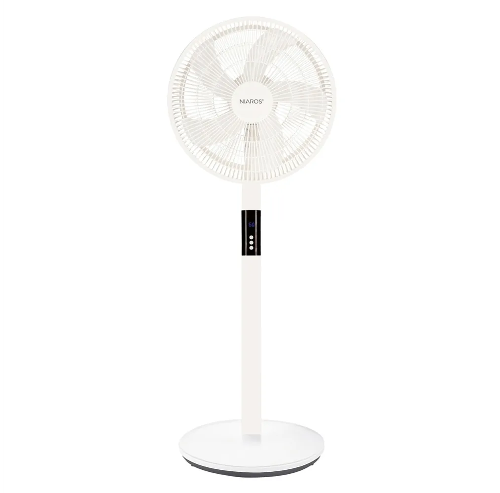 Ventilador portátil de pie Sanluri con mando Ø39cm 15W motor DC Blanco