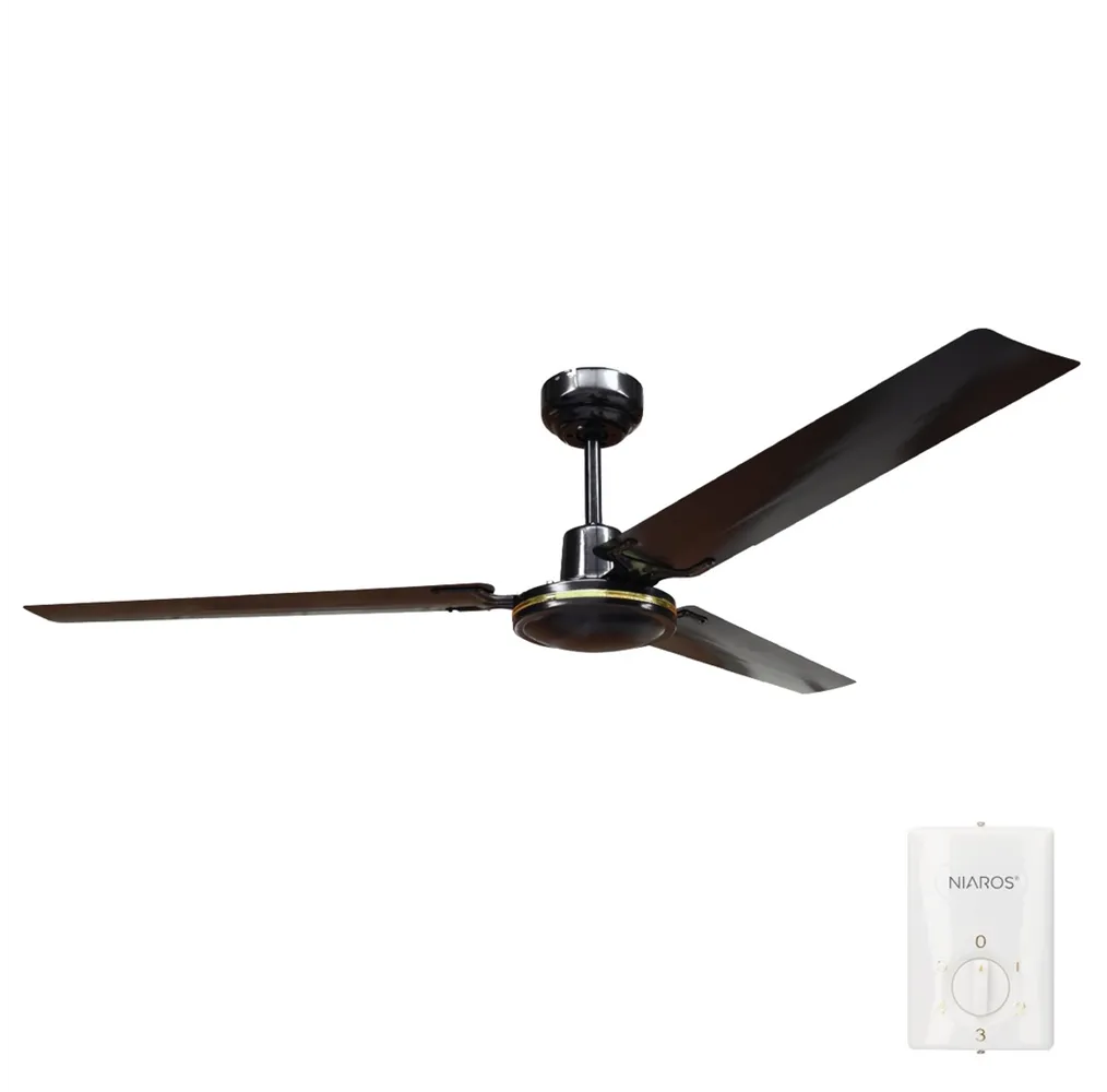 Ventilador techo Saltok con mando Ø142 3 aspas Negro