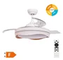 Ventilador techo Nicosia con luz CCT regulable y mando Ø107 3 aspas retráctiles DC Blanco