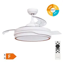 Ventilador techo Lentini con luz CCT regulable y mando Ø107 3 aspas retráctiles DC Blanco