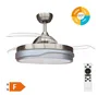 Ventilador techo Lentini con luz CCT regulable y mando Ø107 3 aspas retráctiles DC Níquel